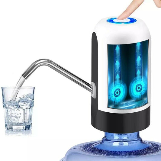 Automatic electric water dispenser pumping water into glass from large bottle