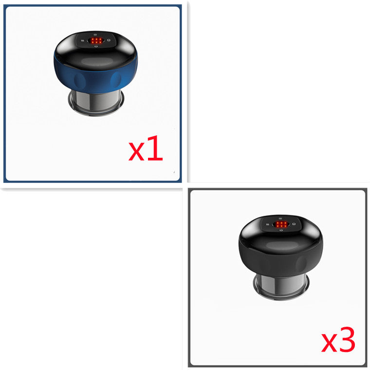 Electric massager product photo, blue and black models, quantity options x1 and x3 displayed.