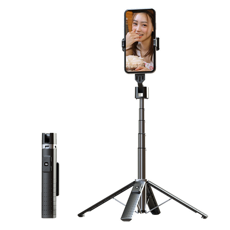 Black telescopic selfie stick tripod with smartphone holder and remote control