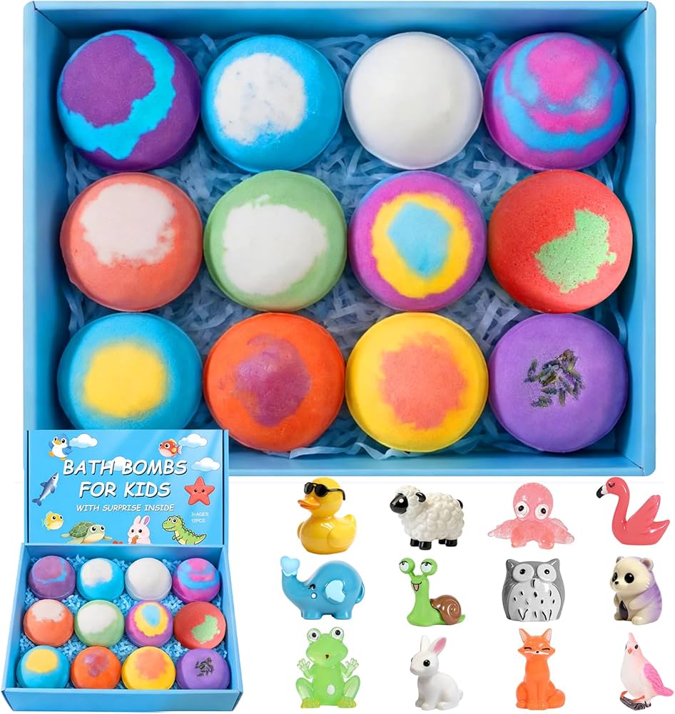 Premium 24-Pack Kids Bath Bombs Gift Set – Natural, Organic & Fizzy with Magic Surprises Inside