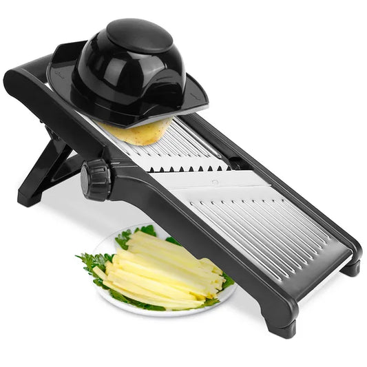 Adjustable Mandoline Food Slicer with Built-In Stainless Steel Blades – Professional Vegetable & Fruit Cutter | 5-in-1 Thickness Settings for Slicing & Julienne | Safe & Foldable Design