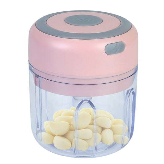 Mini Electric Garlic Chopper (8.45oz) – Cordless USB Rechargeable Food Processor | Portable Mincer & Blender for Garlic, Onion, Chili, Ginger & Baby Food | 3-Blade Stainless Steel Dicer