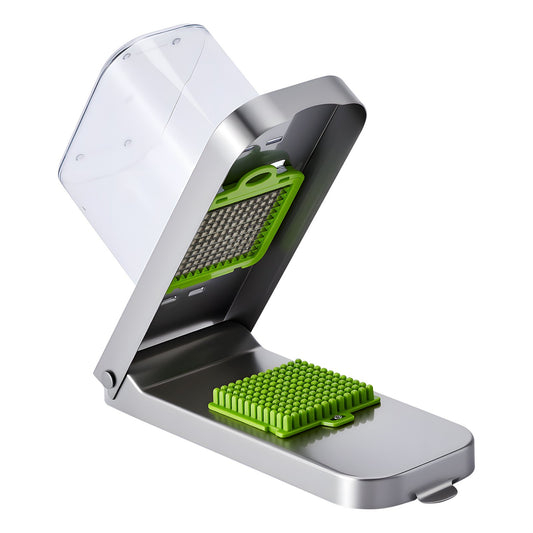 Professional Vegetable Chopper & Onion Slicer with 1200mL Container – 3 Interchangeable 420 Stainless Steel Blades | X-Large Manual Food Dicer for Salad, Stew & Meal Prep