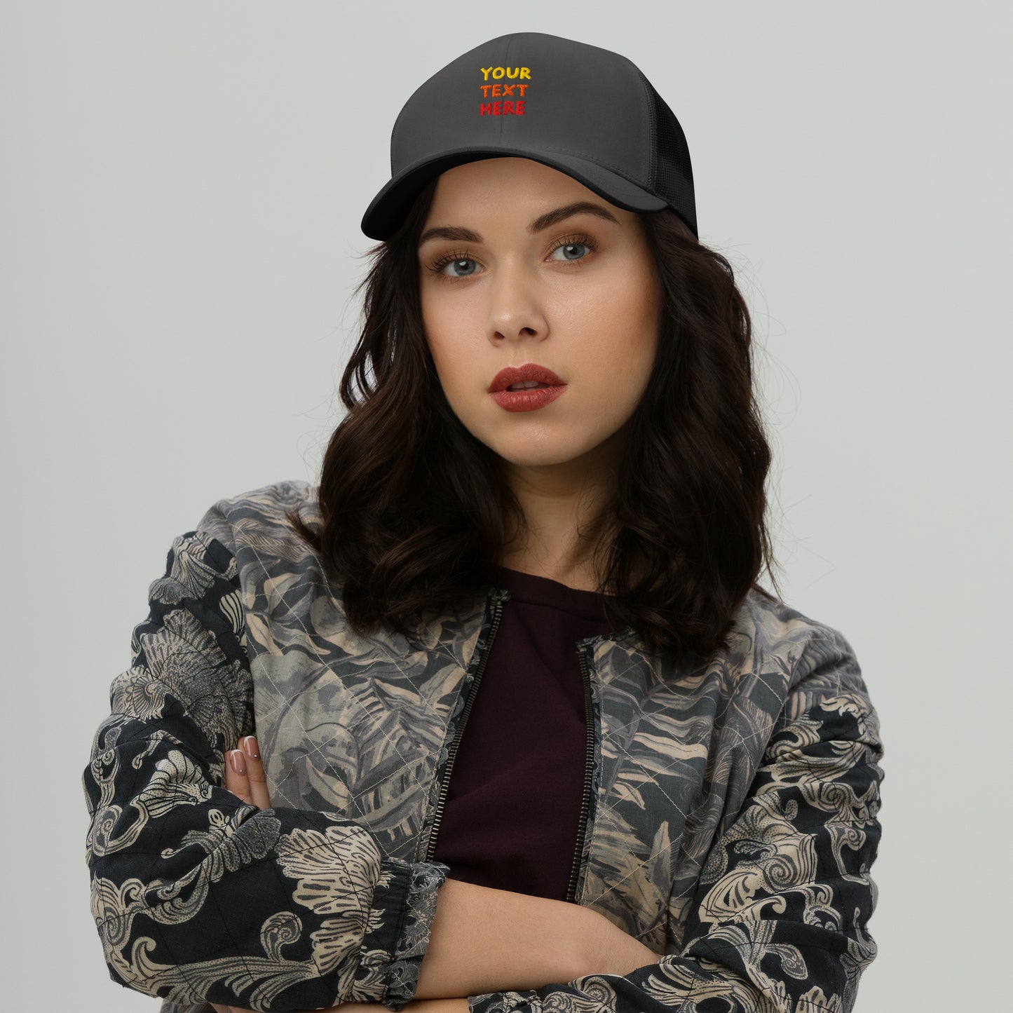 retro-trucker-hat-charcoal-front-699858df4f85e - TriLuxora