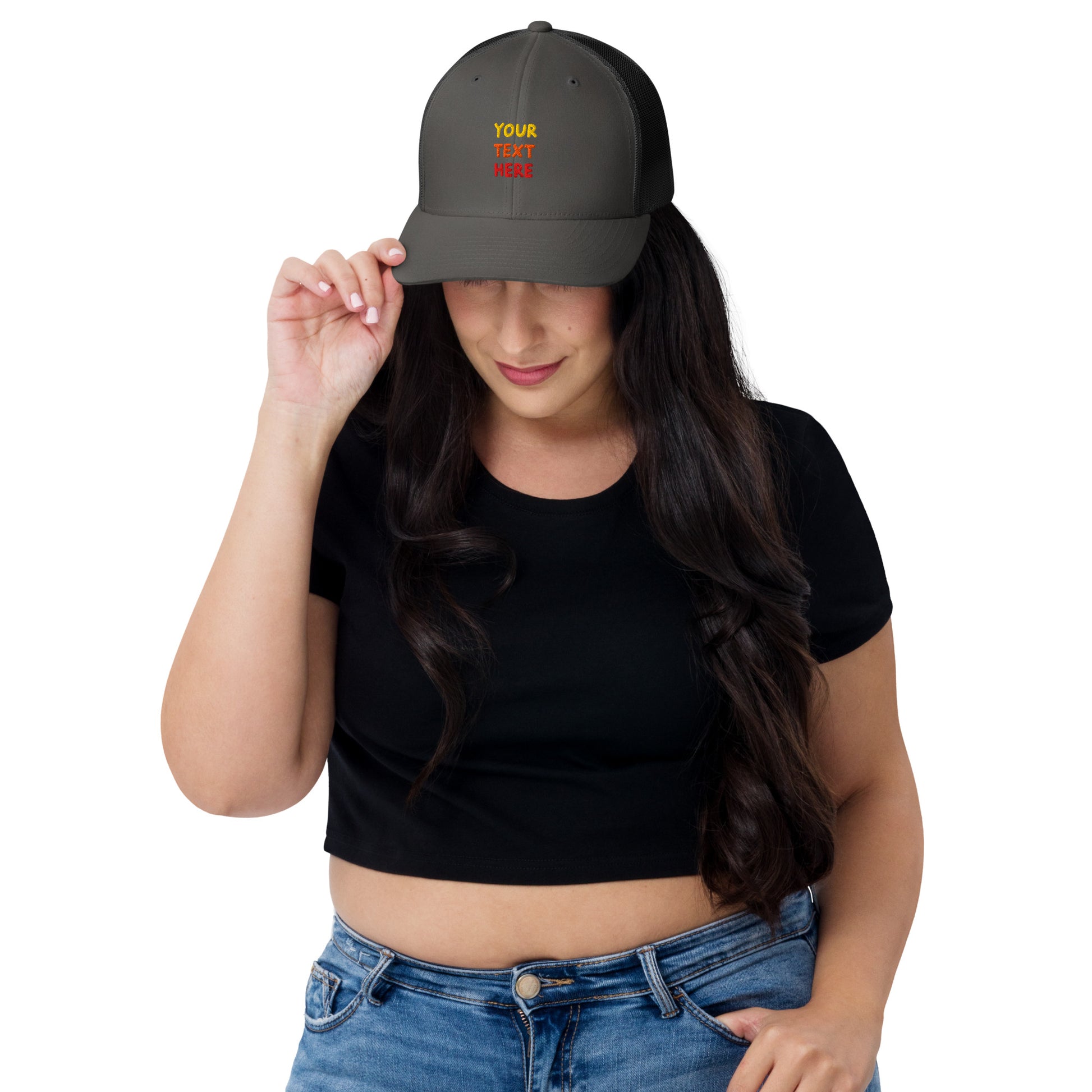 retro-trucker-hat-charcoal-front-699858df527ee - TriLuxora