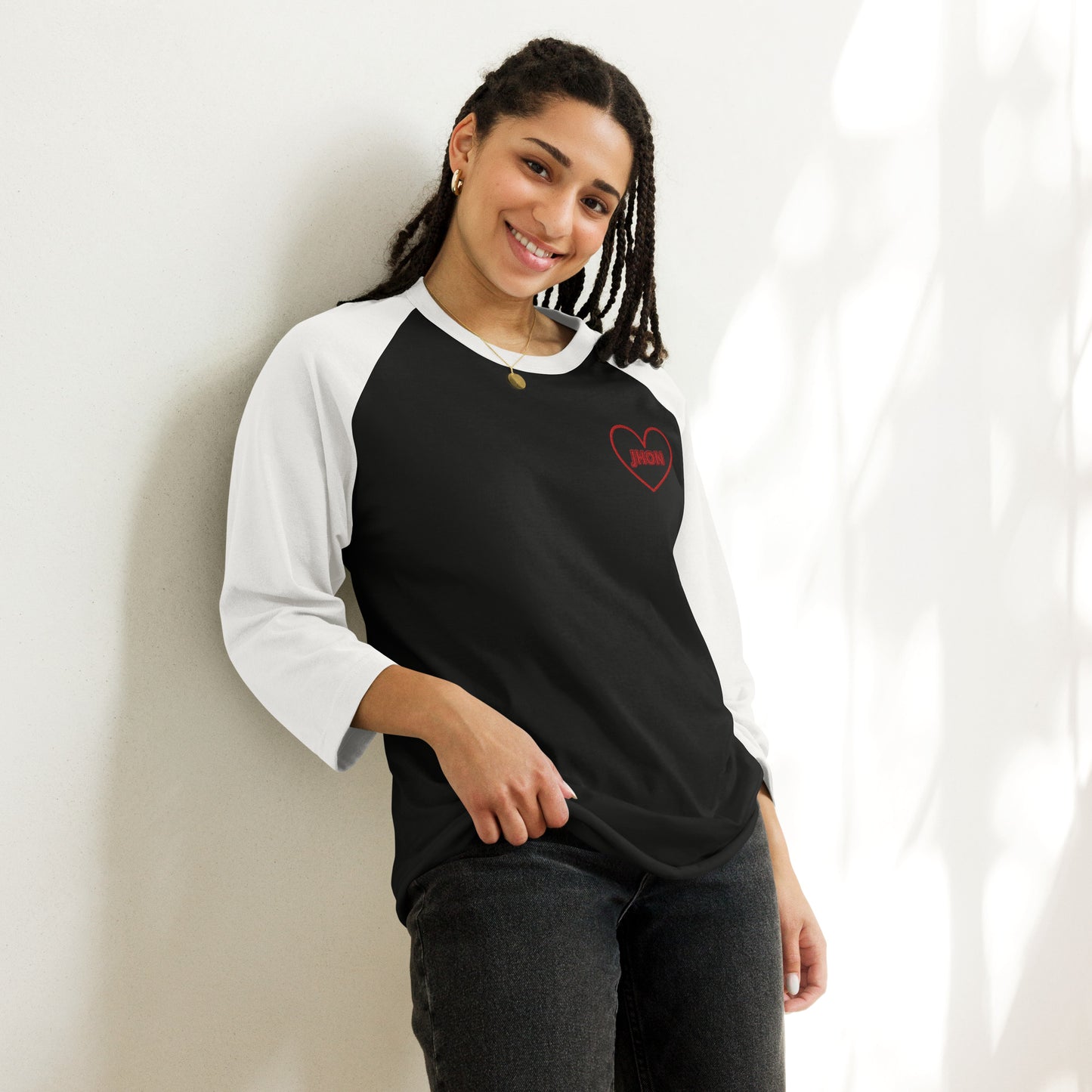 unisex-34-sleeve-raglan-shirt-black-white-front-69994ce5d57cd - TriLuxora