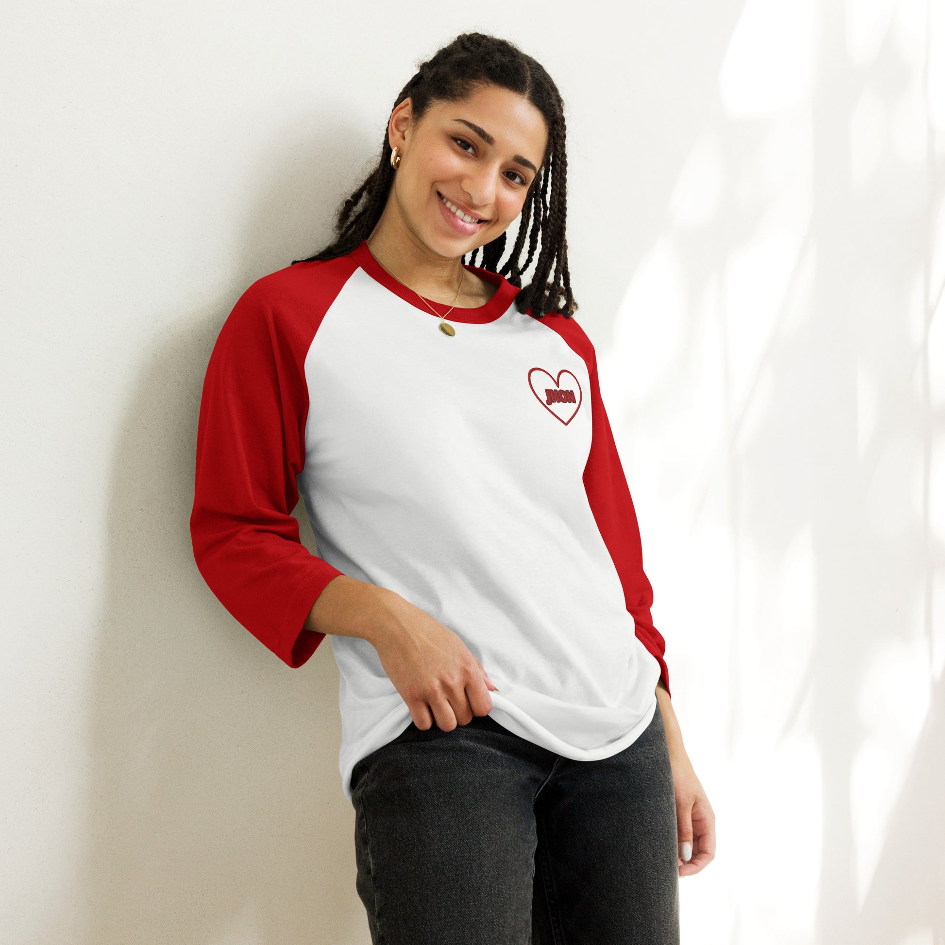 unisex-34-sleeve-raglan-shirt-white-red-front-69994ce5d58ba - TriLuxora