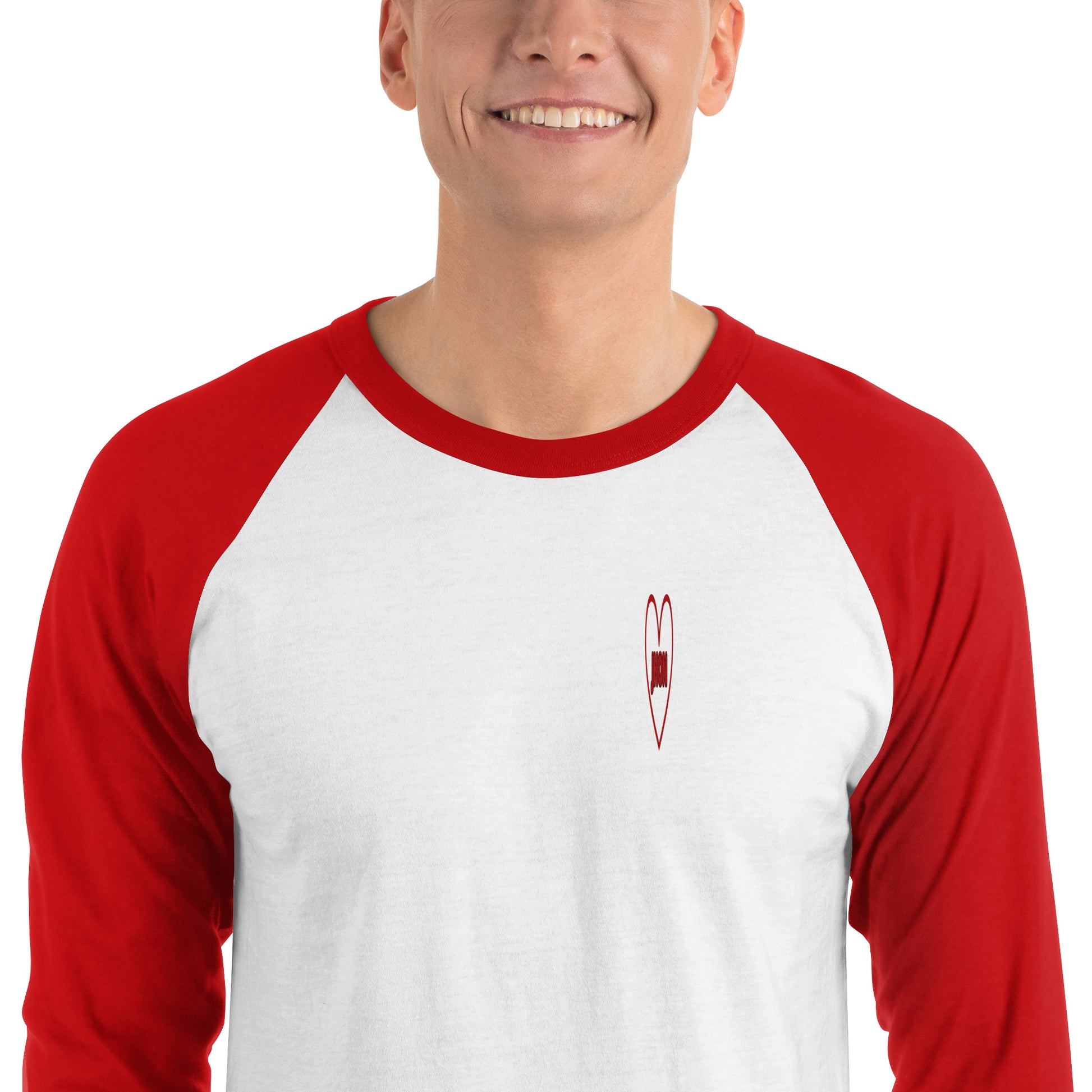 unisex-34-sleeve-raglan-shirt-white-red-zoomed-in-69994ce5d4653 - TriLuxora