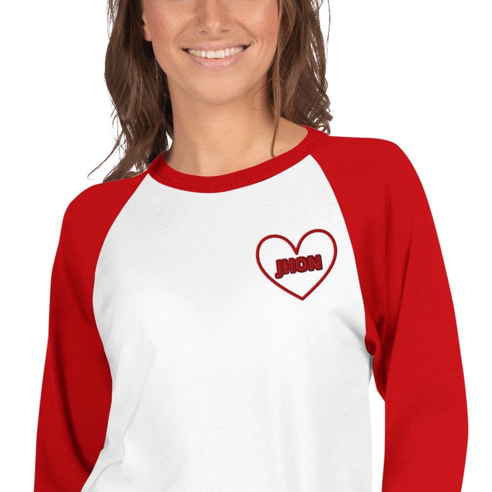 unisex-34-sleeve-raglan-shirt-white-red-zoomed-in-69994ce5d4c1d - TriLuxora