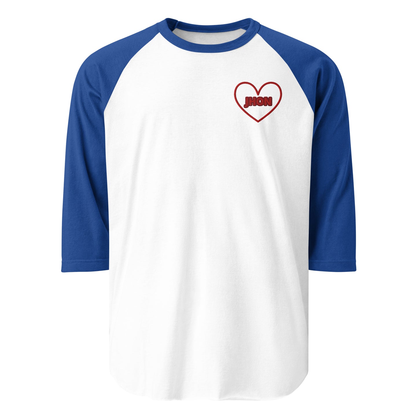 unisex-34-sleeve-raglan-shirt-white-royal-front-69994ce5d5f77 - TriLuxora